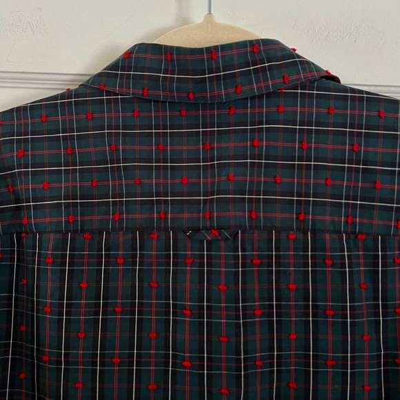 Vintage Brooks Brothers green black red tartan plaid button down tuxedo shirt - Picture 10 of 13